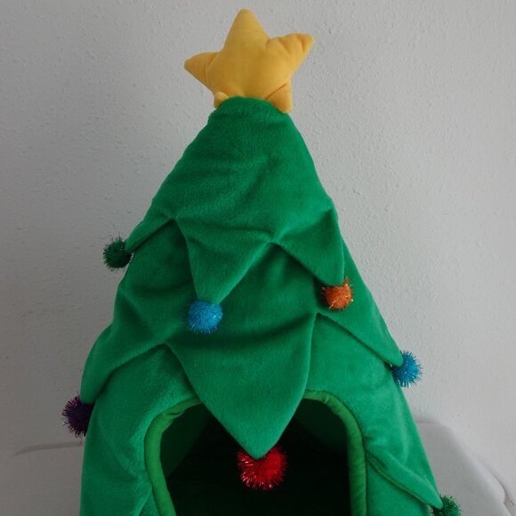 Christmas Tree Dog Cat House Pet Hut Cave Hiding Spot Cozy Area Travel - Picture 2 of 10